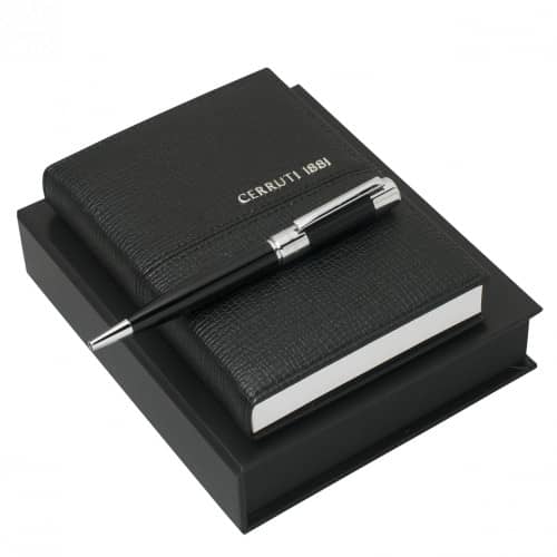 Set CERRUTI 1881 Black ballpoint pen note pad A6