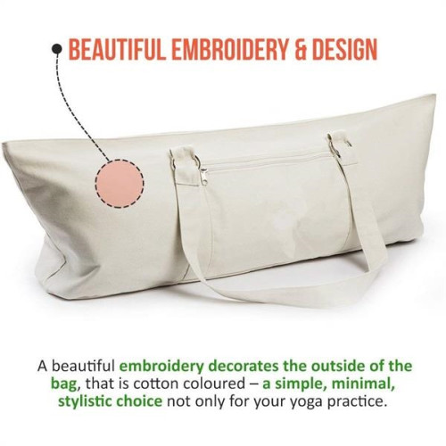 Embroidered Cotton Yoga Mat Bag
